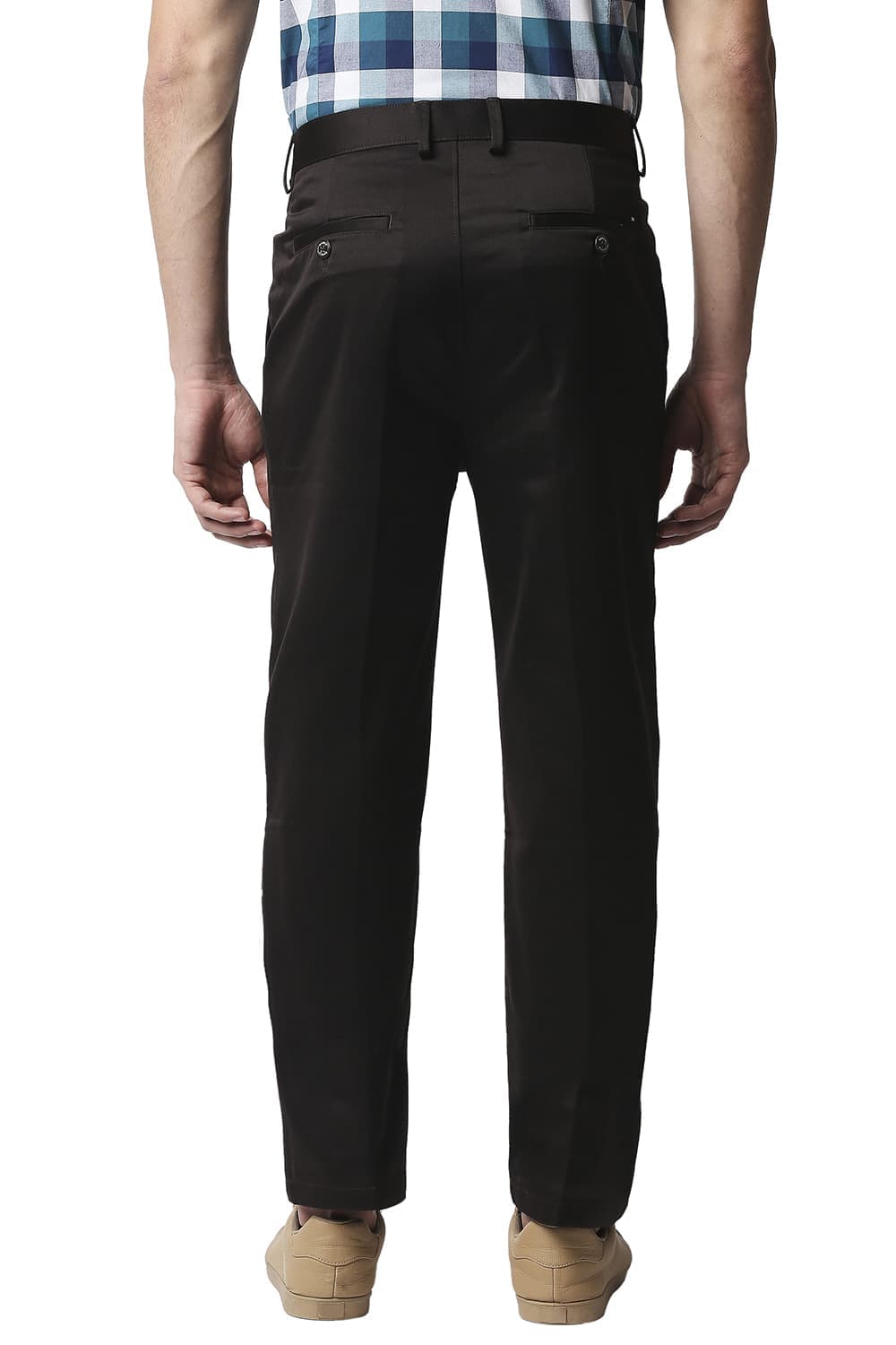 BASICS COMFORT FIT SATIN WEAVE POLY COTTON TROUSERS