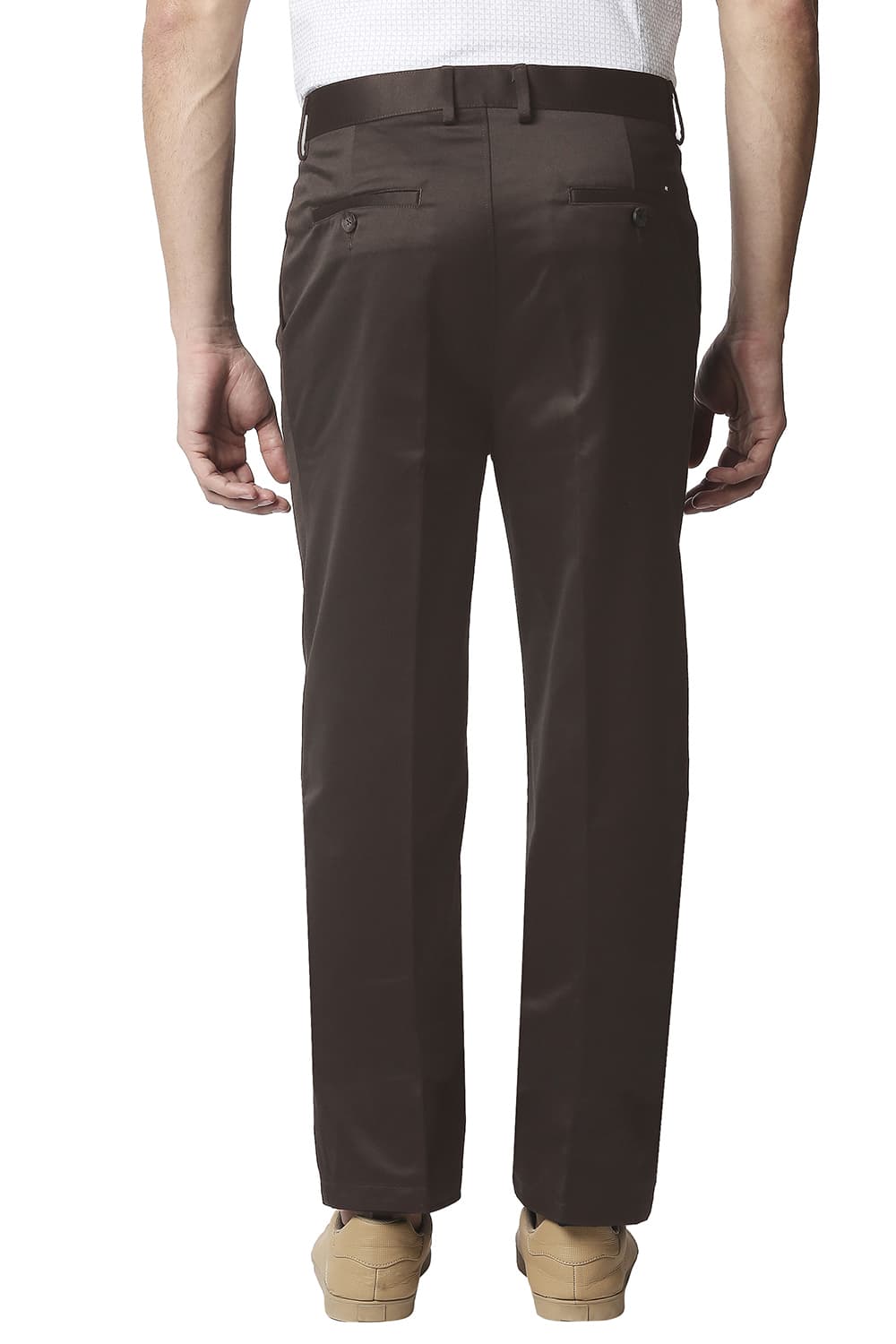 BASICS COMFORT FIT SATIN WEAVE POLY COTTON TROUSERS