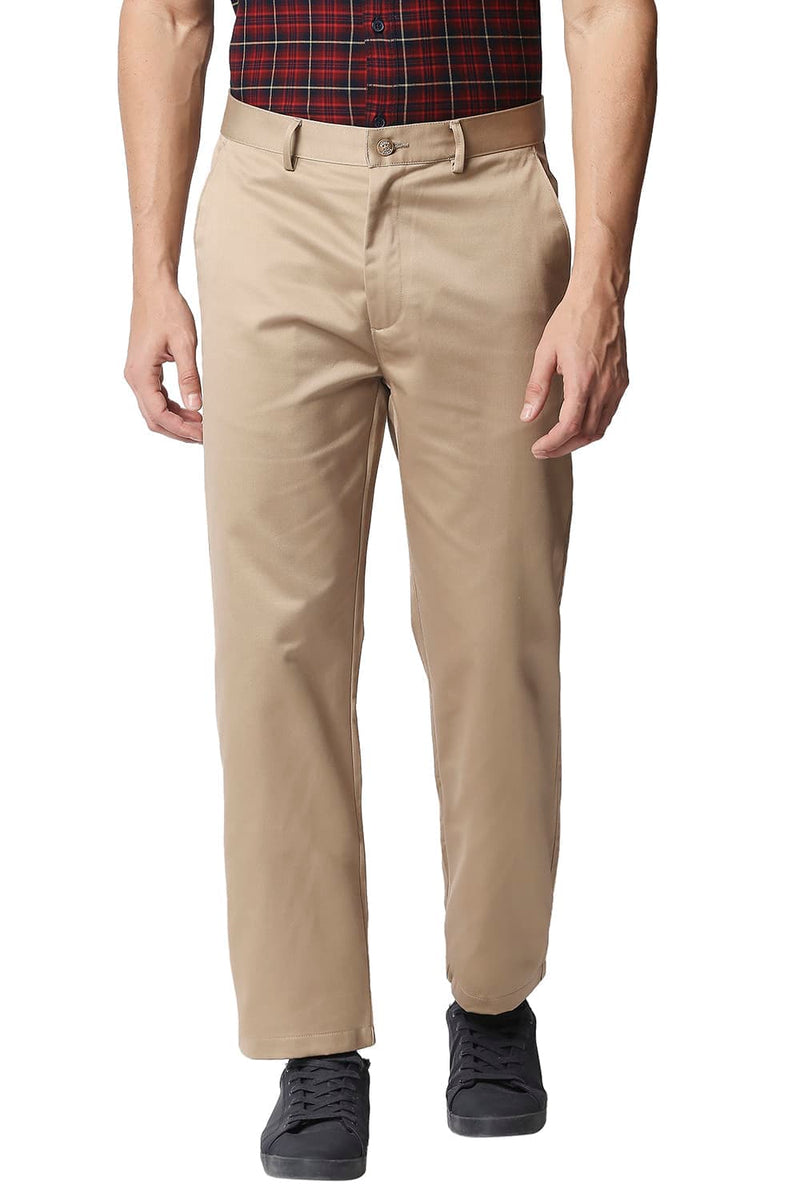 BASICS COMFORT FIT SATIN WEAVE POLY COTTON TROUSERS