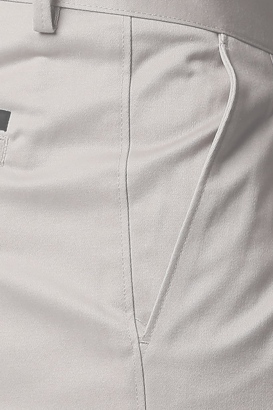 BASICS COMFORT FIT LIGHT GREY SATIN WEAVE POLY COTTON TROUSERS