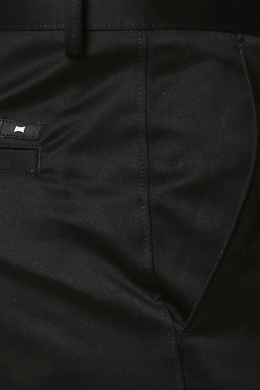 BASICS TAPERED FIT BLACK SATIN TROUSERS