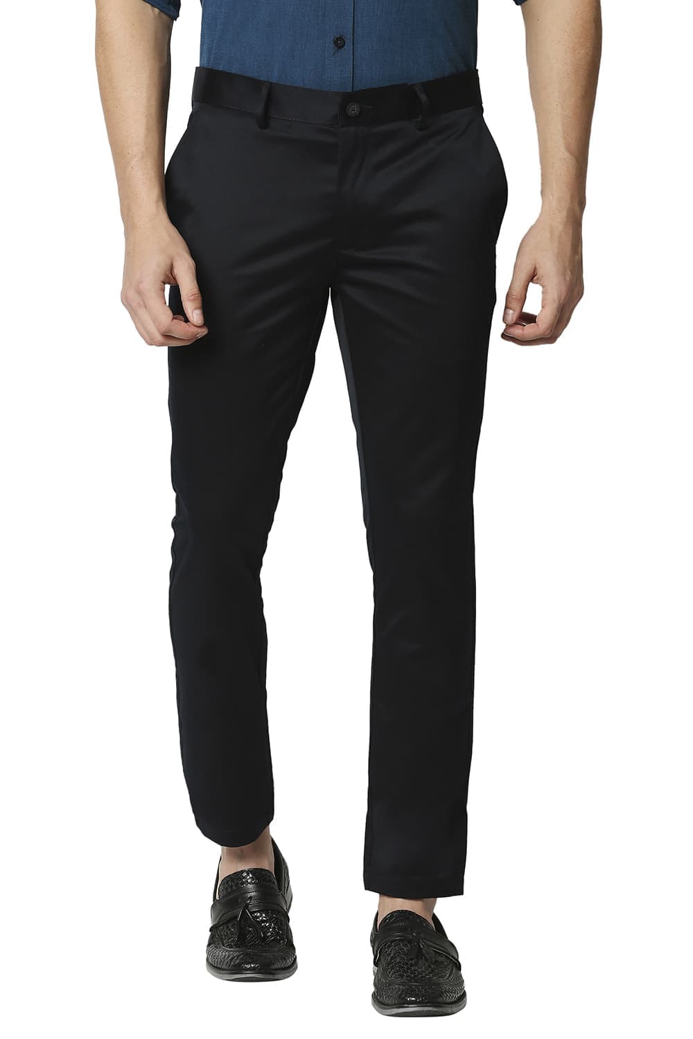 BASICS TAPERED FIT SATIN TROUSERS