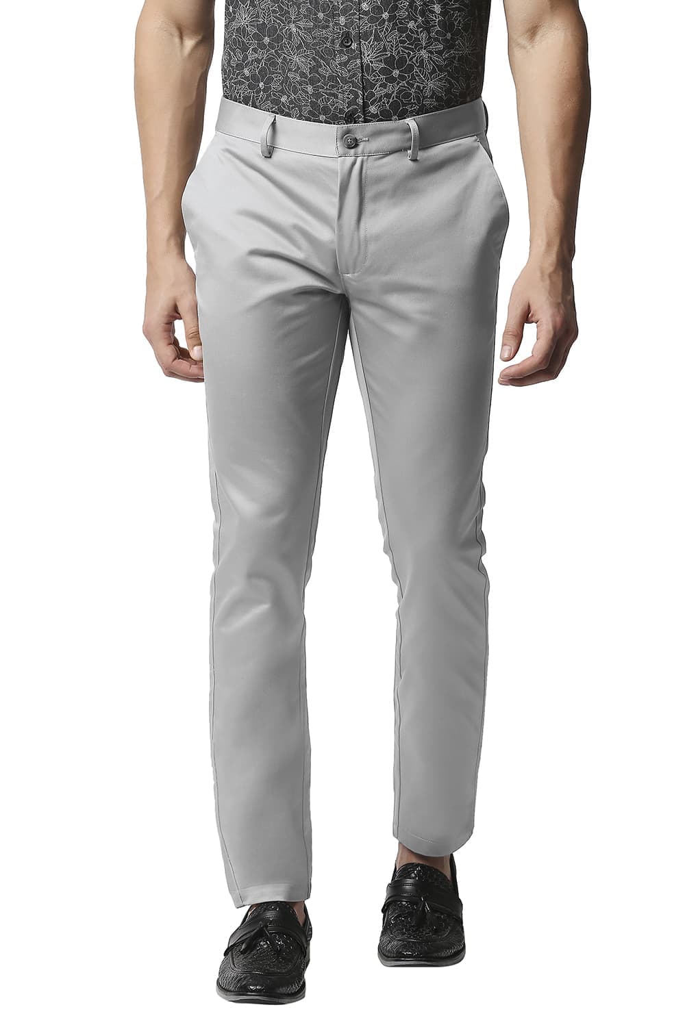 BASICS TAPERED FIT SATIN TROUSERS