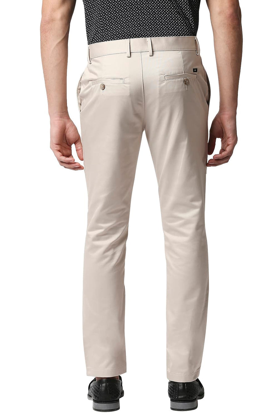 BASICS TAPERED FIT ECRU SATIN TROUSERS