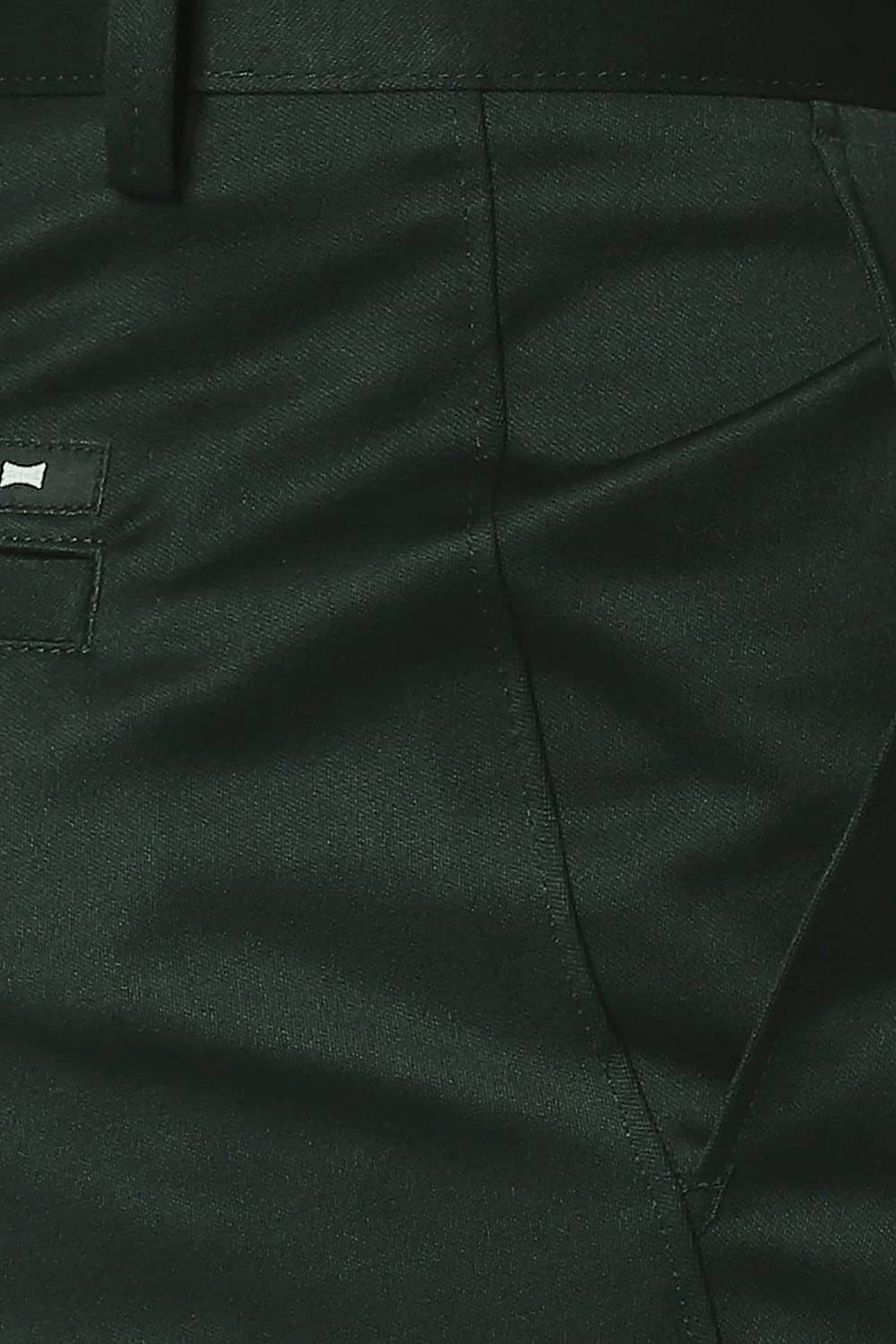 BASICS TAPERED FIT DARK GREEN SATIN TROUSERS
