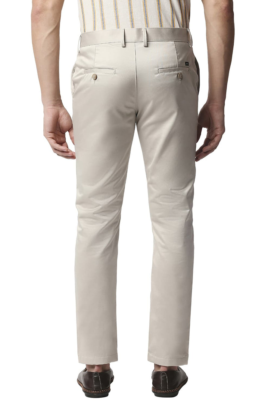 BASICS TAPERED FIT LIGHT GREY SATIN TROUSERS