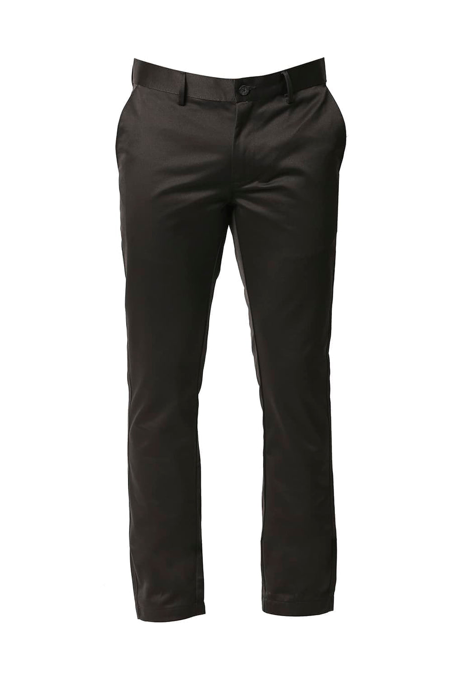 BASICS TAPERED FIT DARK GREY SATIN TROUSERS
