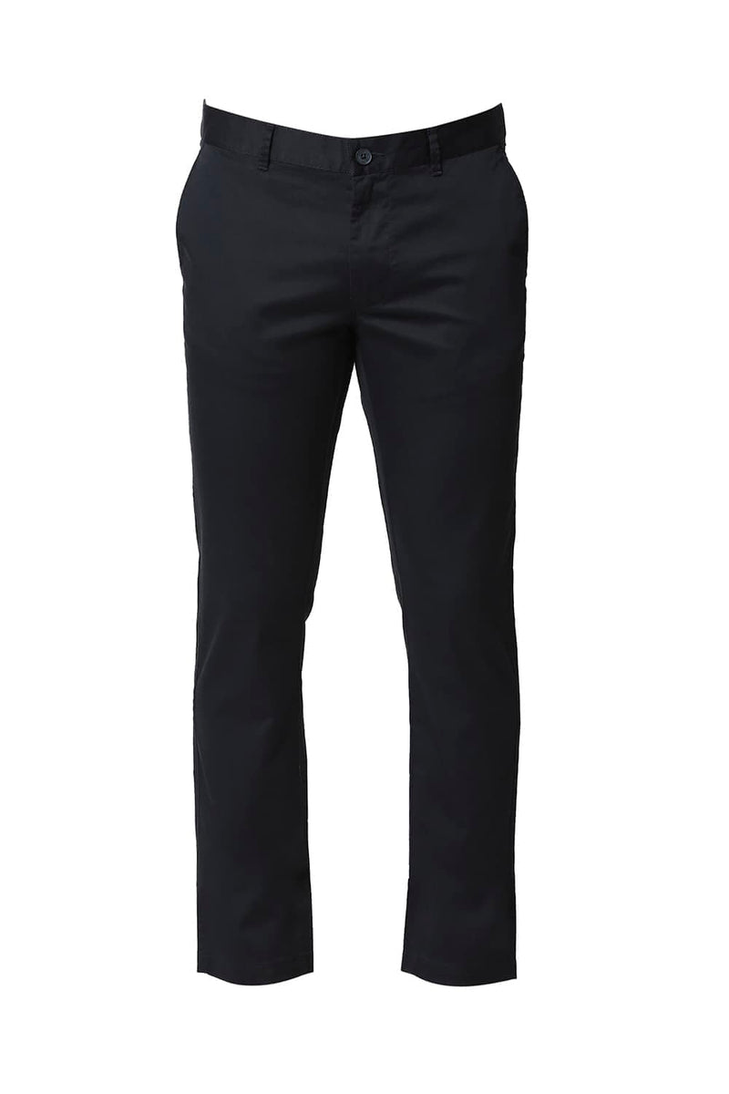 BASICS TAPERED FIT SATIN STRETCH TROUSERS