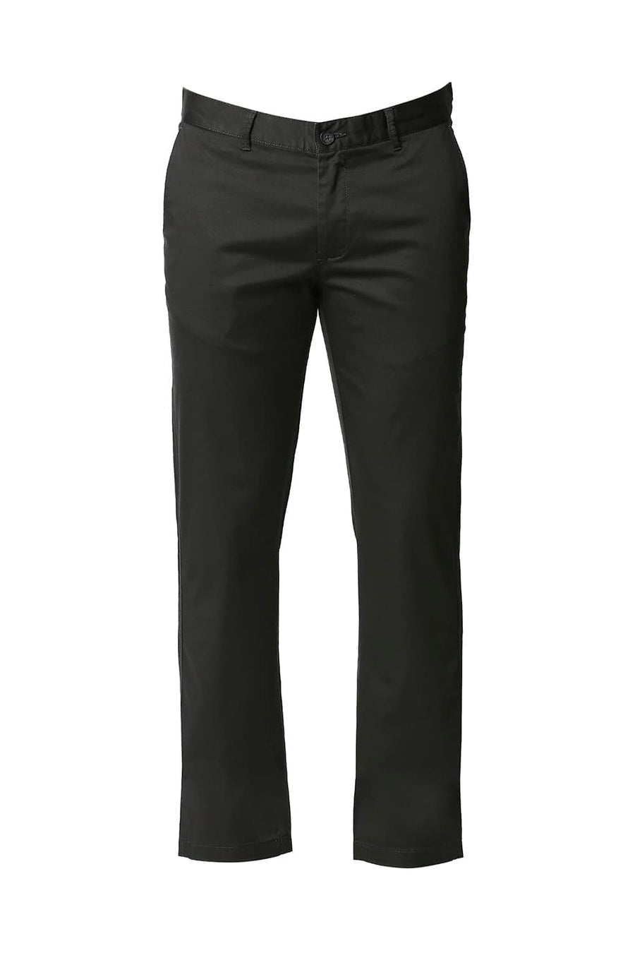 BASICS TAPERED FIT EBONY GREY SATIN STRETCH TROUSERS