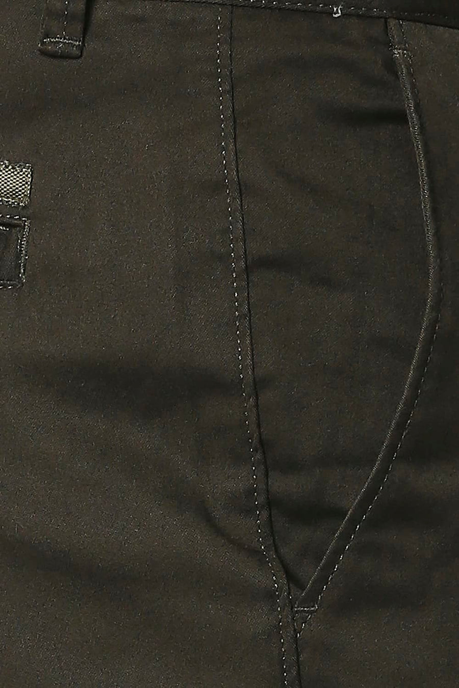 BASICS TAPERED FIT FOREST GREEN SATIN STRETCH TROUSERS