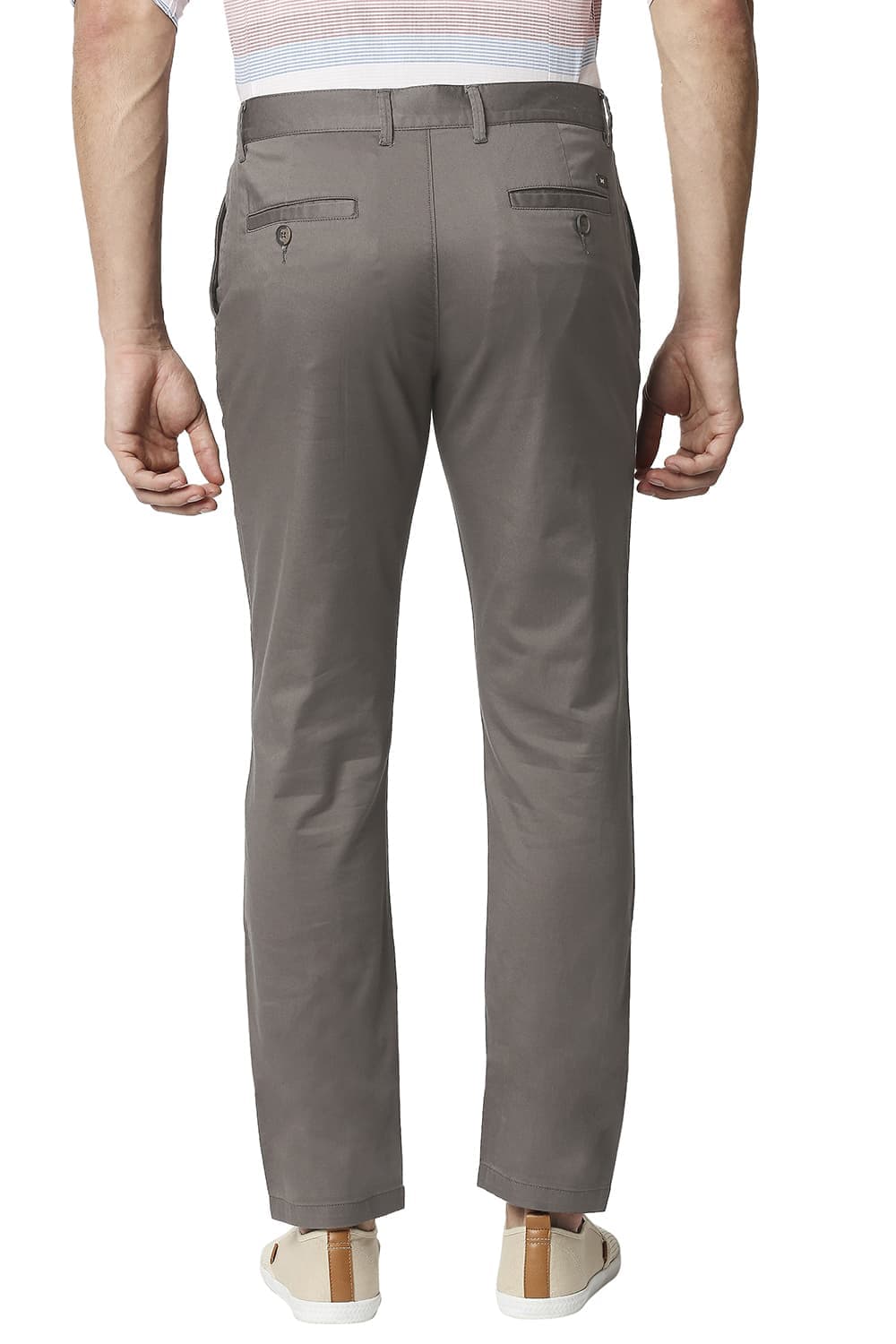 BASICS TAPERED FIT SATIN STRETCH TROUSERS