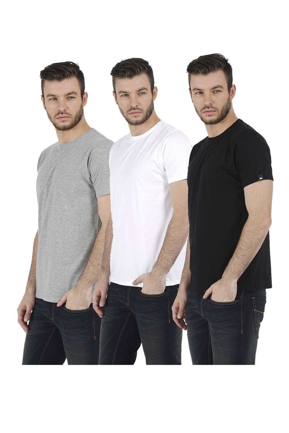 BASICS CREW NECK MUSCLE FIT HALF SLEEVES TEES