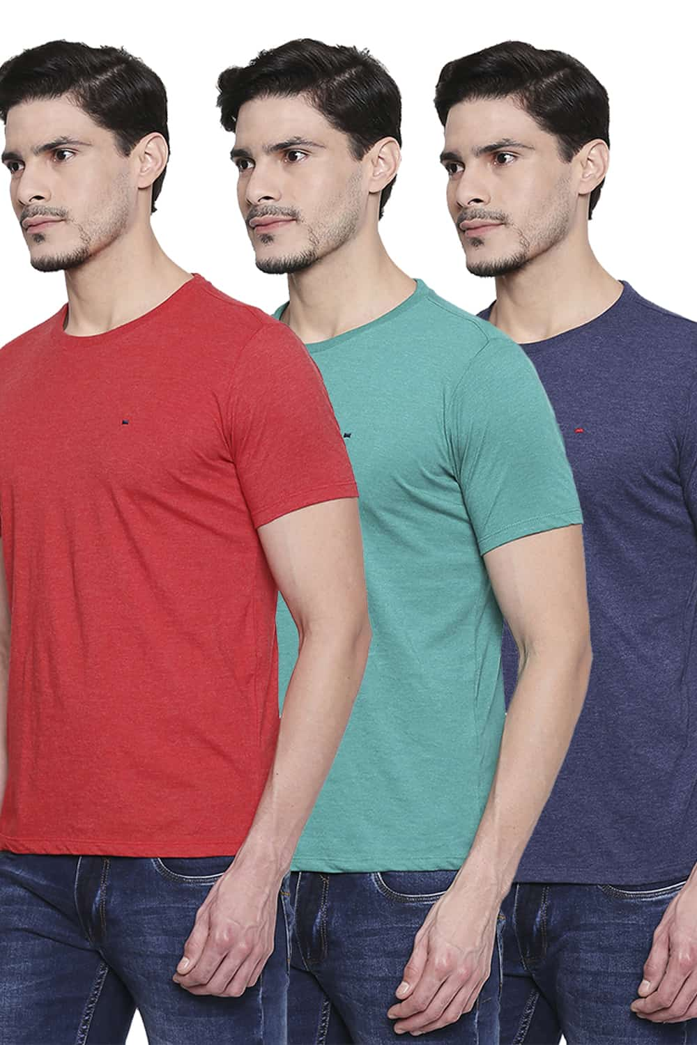 BASICS CREW NECK MUSCLE FIT HALF SLEEVES TEES