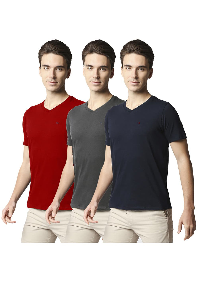 BASICS VALUE PACK OF 3 MUSCLE FIT V-NECK T-SHIRTS