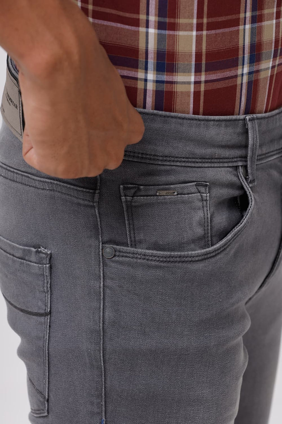 BASICS BLADE FIT STEEL GREY STRETCH JEANS