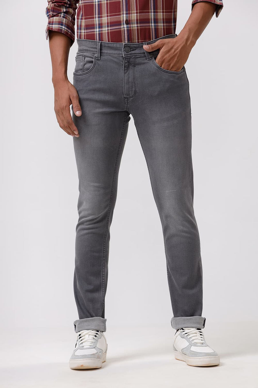 BASICS BLADE FIT STEEL GREY STRETCH JEANS
