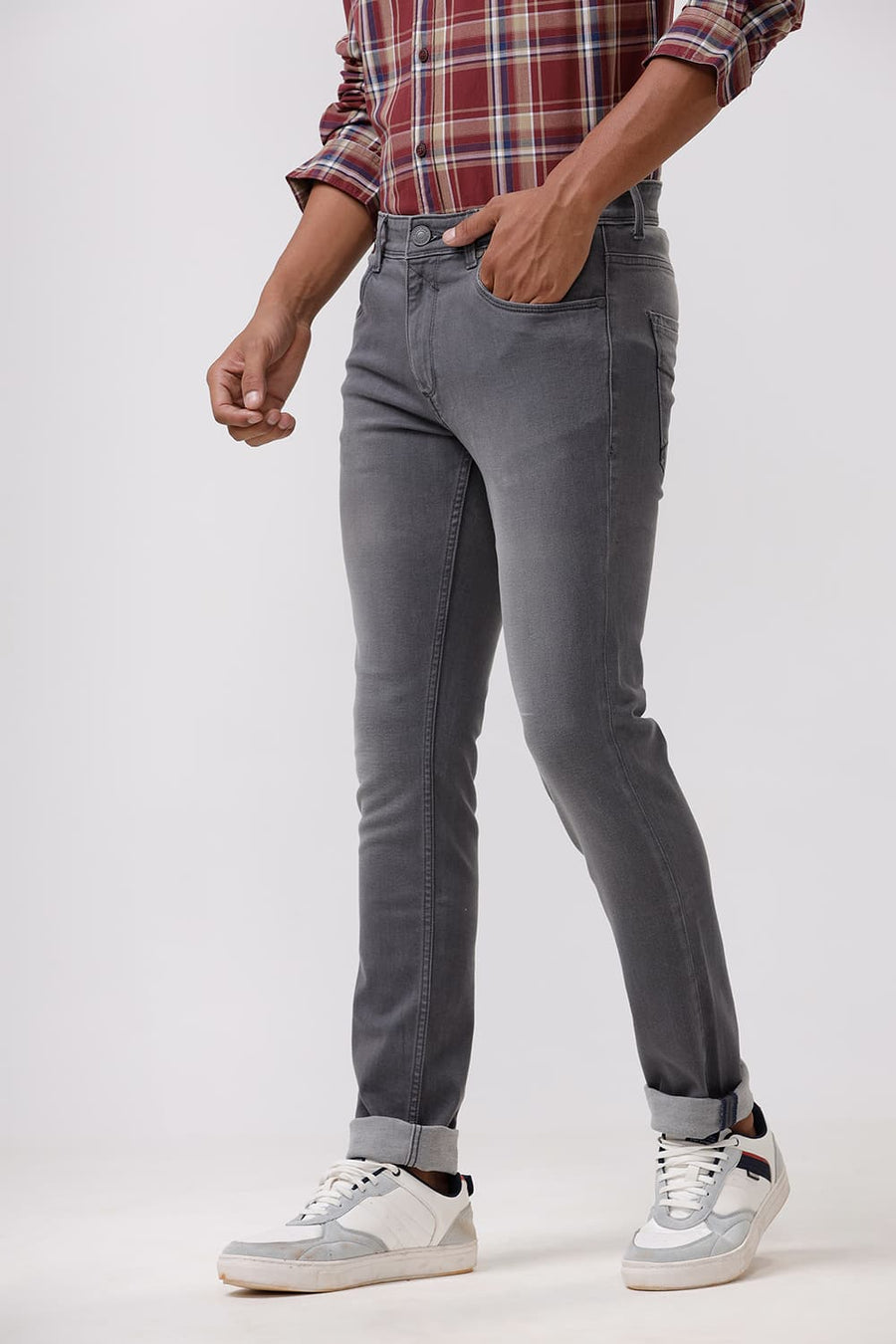 BASICS BLADE FIT STEEL GREY STRETCH JEANS