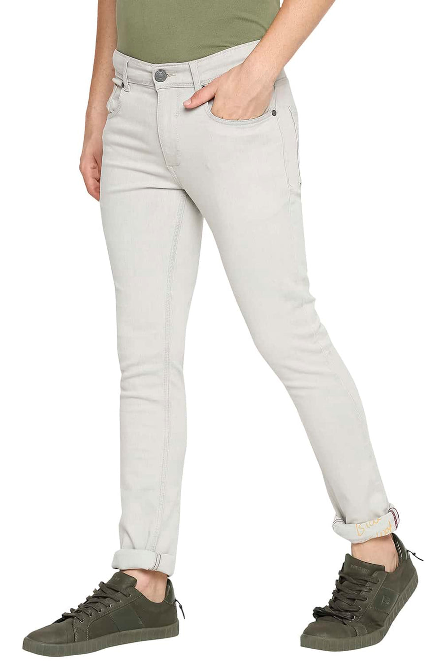 BASICS BLADE FIT SILVER BIRCH STRETCH JEANS