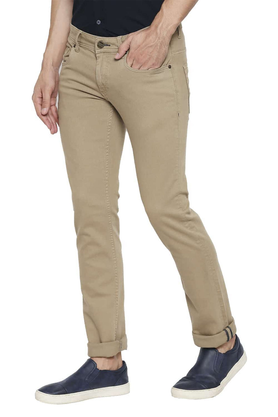 BASICS TORQUE FIT KHAKI STRETCH JEANS