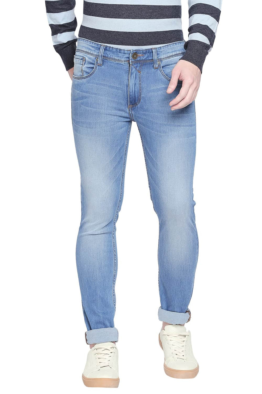 BASICS BLADE FIT FADED DENIM STRETCH JEANS