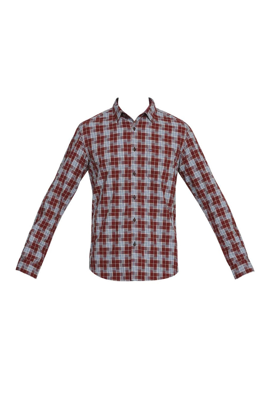 BASICS SLIM FIT ROSEWOOD MAROON CHECKS SHIRT
