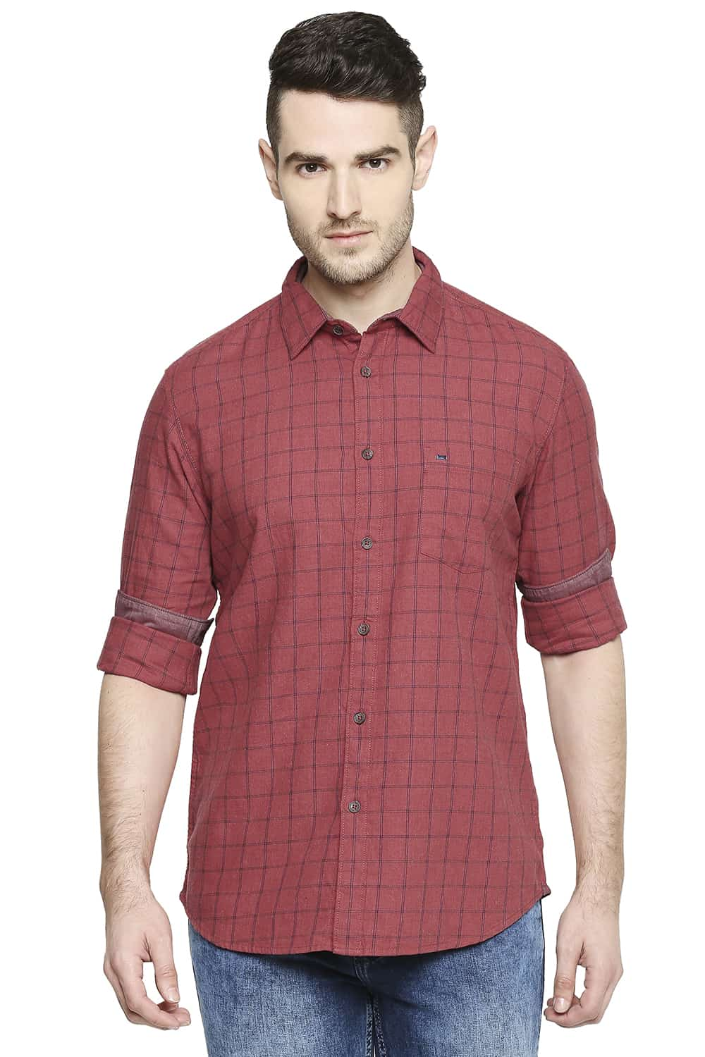 BASICS SLIM FIT CHECKS SHIRT