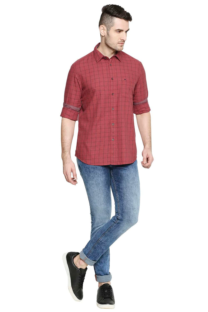 BASICS SLIM FIT CHECKS SHIRT