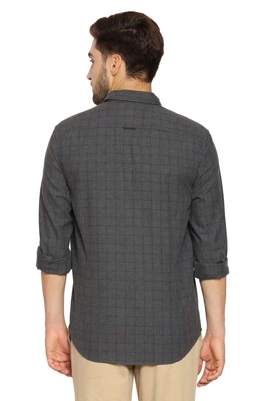BASICS SLIM FIT OLIVE PLANTATION CHECKS SHIRT