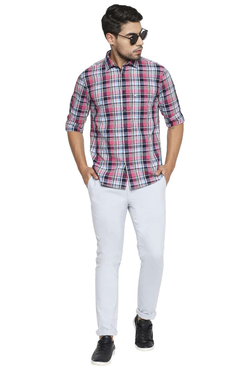 BASICS SLIM FIT CHECKS SHIRT