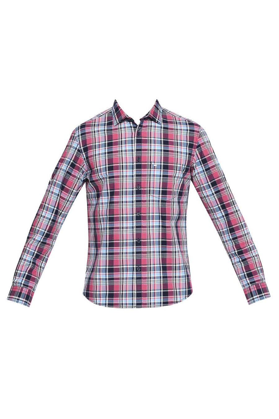 BASICS SLIM FIT PINK FLAMBE CHECKS SHIRT