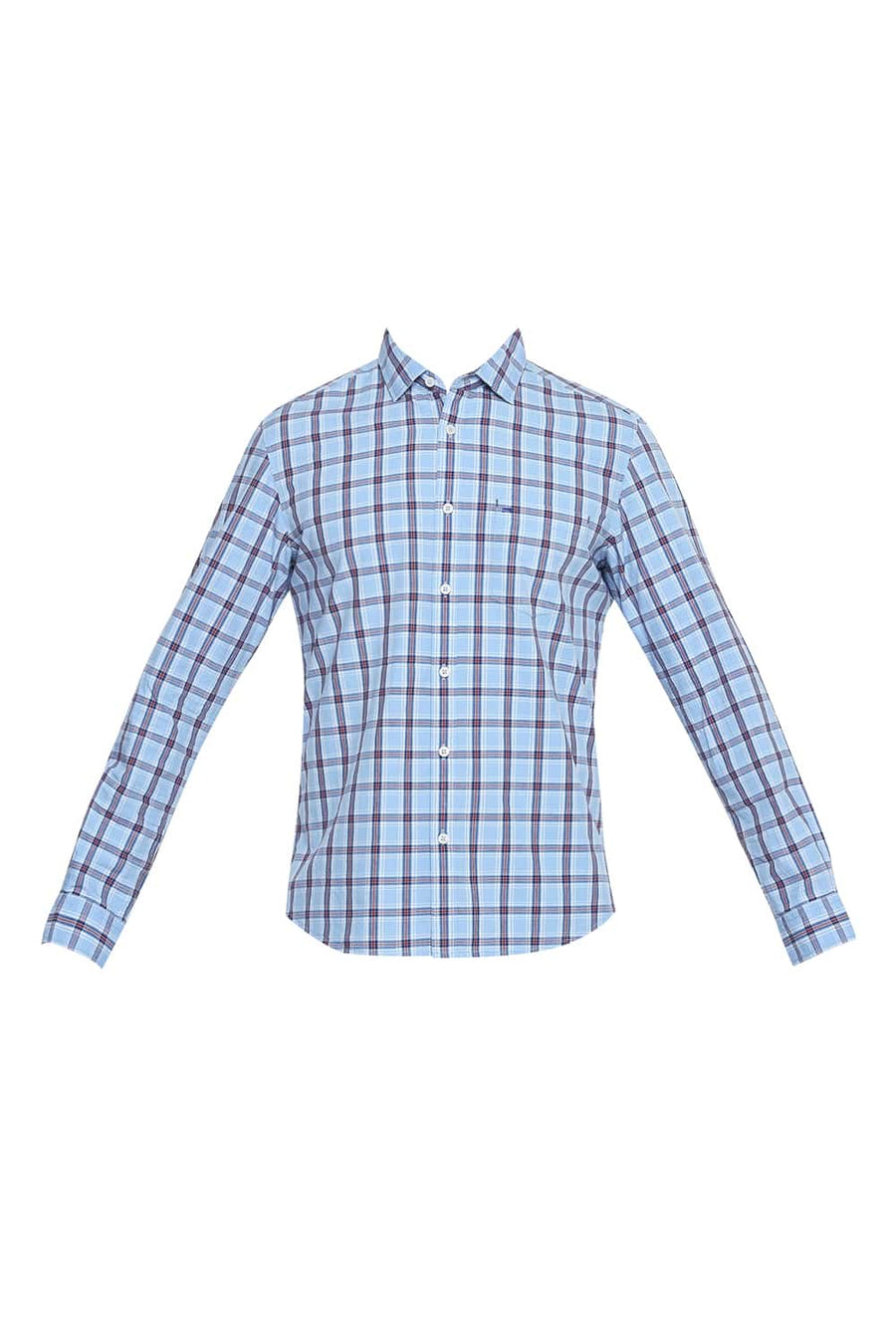 BASICS SLIM FIT ALASKAN BLUE CHECKS SHIRT