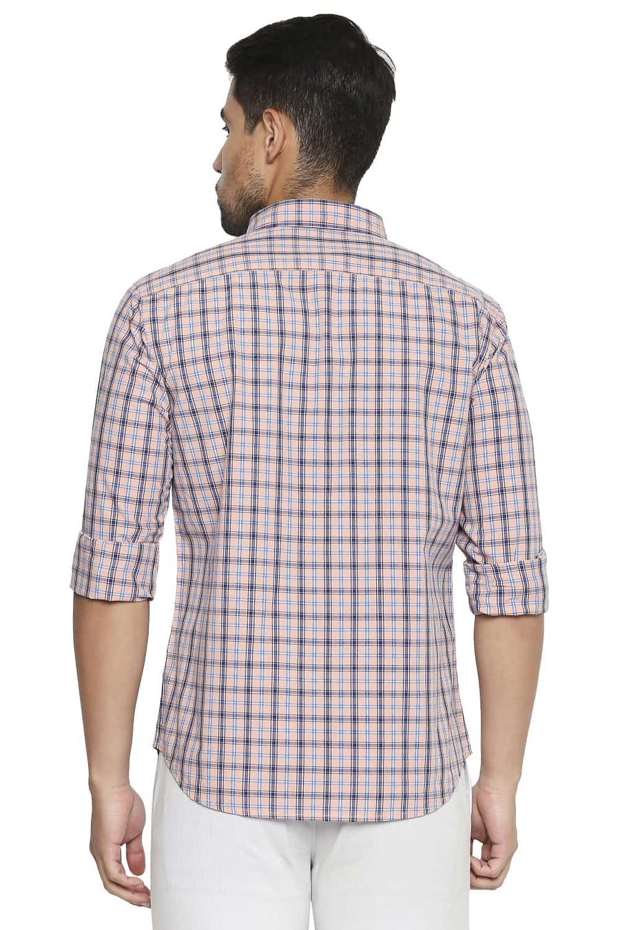 BASICS SLIM FIT CLOUD PINK CHECKS SHIRT