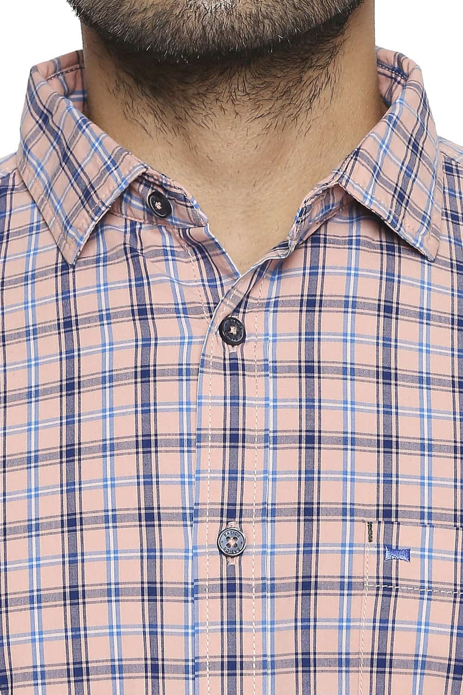 BASICS SLIM FIT CLOUD PINK CHECKS SHIRT