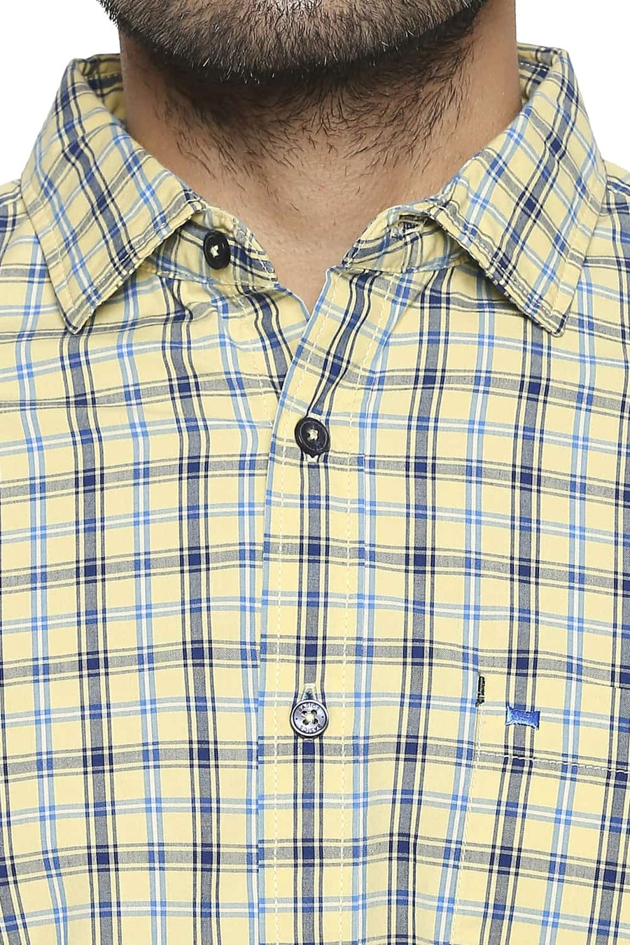 BASICS SLIM FIT MELLOW YELLOW CHECKS SHIRT