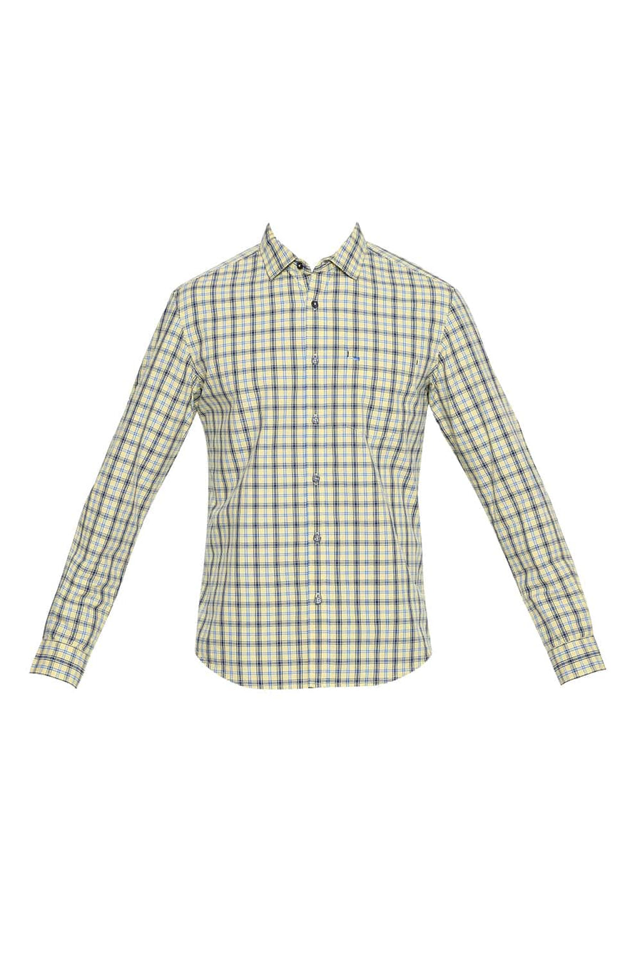 BASICS SLIM FIT MELLOW YELLOW CHECKS SHIRT