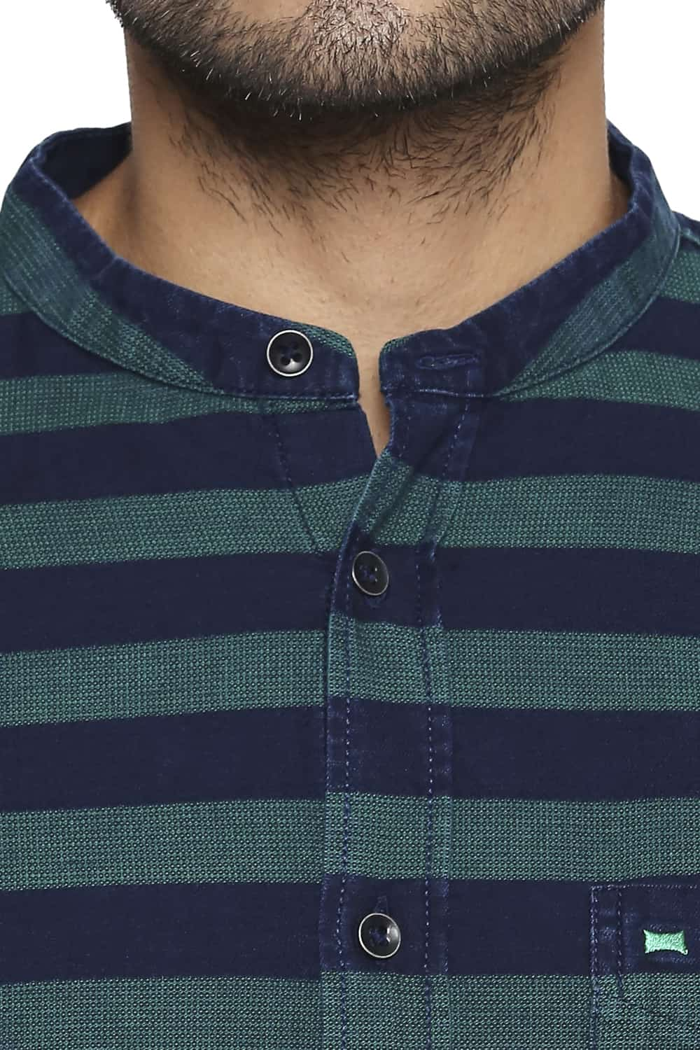 BASICS SLIM FIT WEFT STRIPE SHIRT