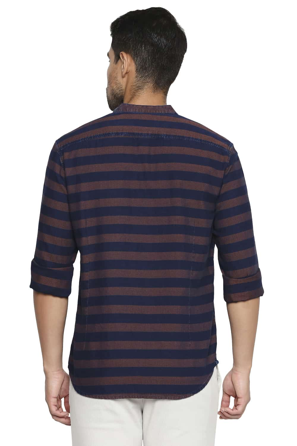 BASICS SLIM FIT WEFT STRIPE SHIRT