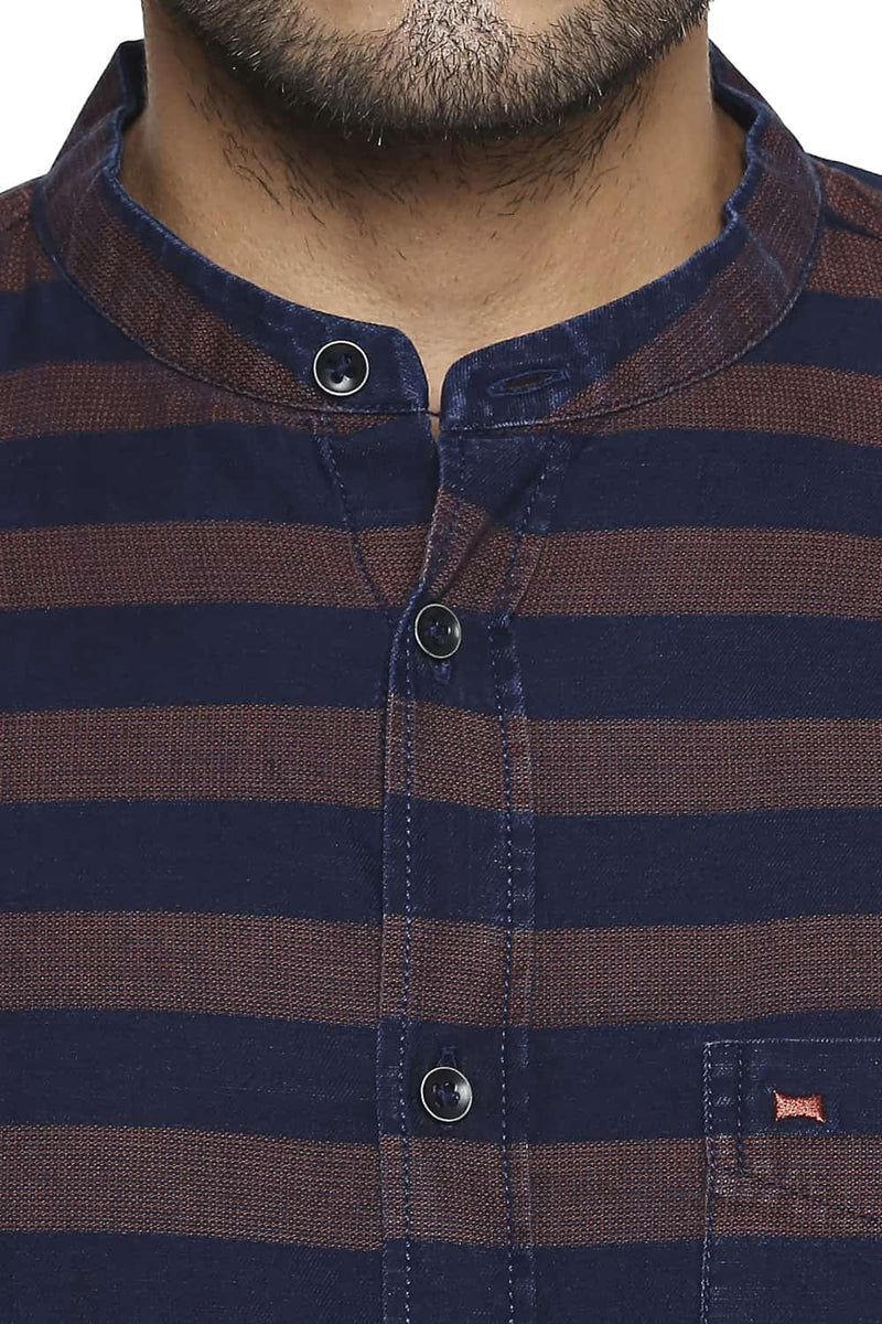 BASICS SLIM FIT WEFT STRIPE SHIRT