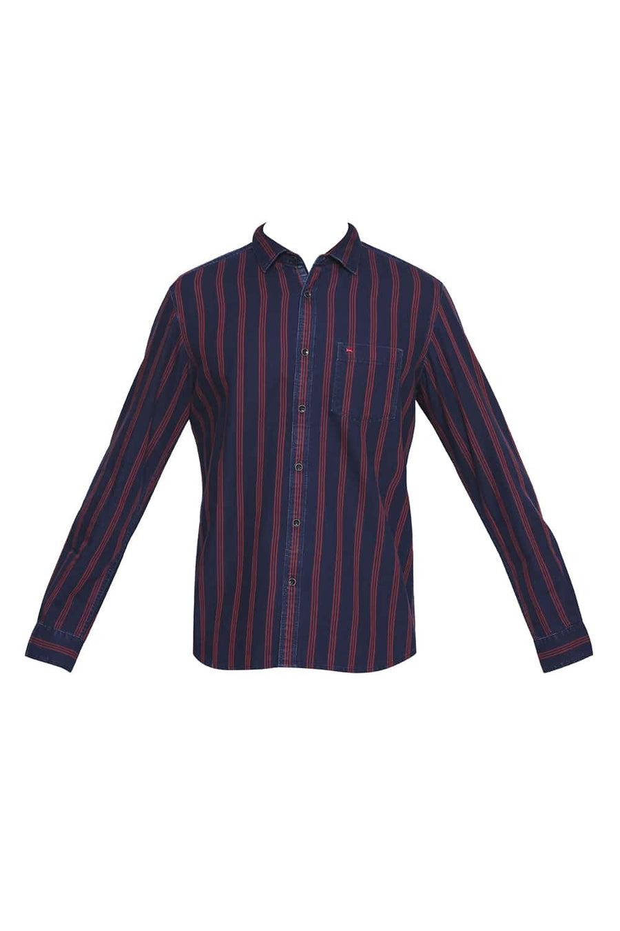 BASICS SLIM FIT POMPEIAN RED STRIPE SHIRT