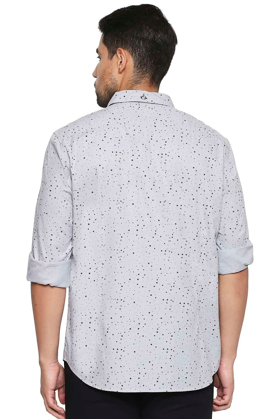 BASICS SLIM FIT HIGH RISE GREY PRINTED SHIRT