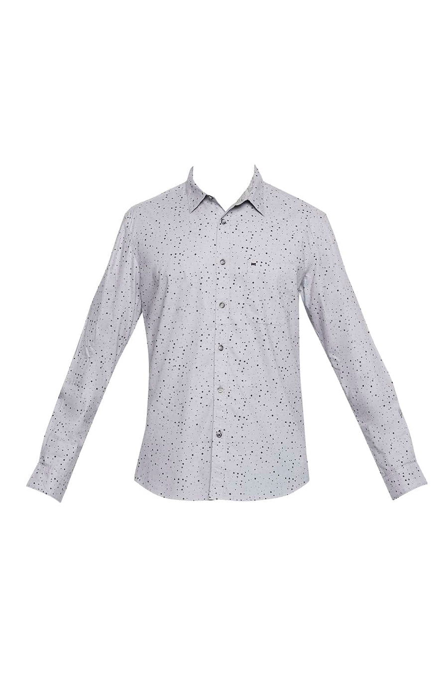 BASICS SLIM FIT HIGH RISE GREY PRINTED SHIRT