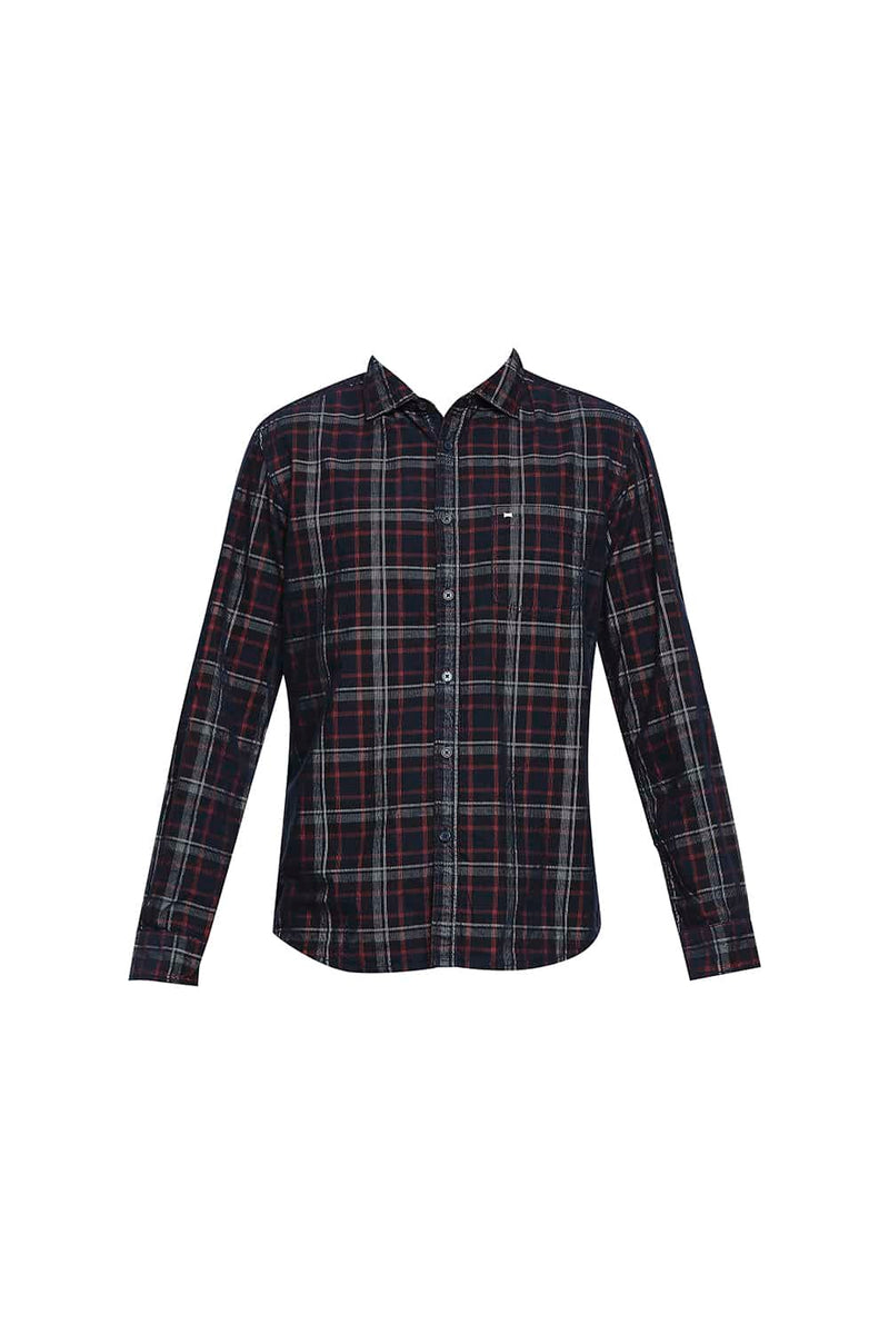 BASICS SLIM FIT CORDUROY CHECKS SHIRT