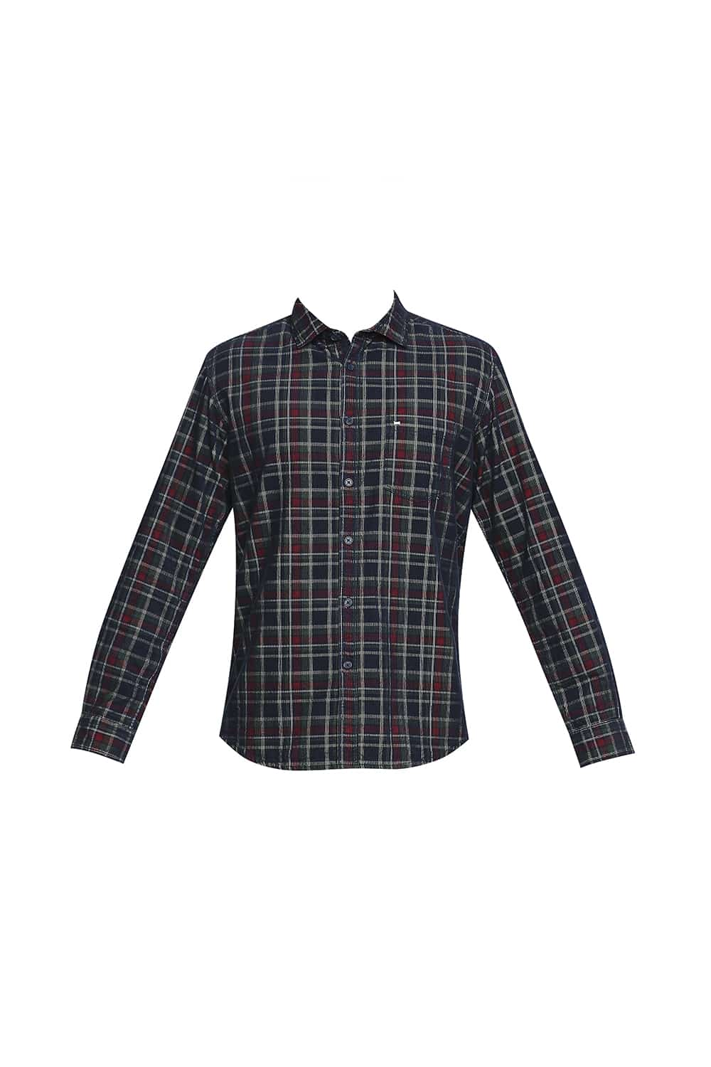 BASICS SLIM FIT CORDUROY CHECKS SHIRT