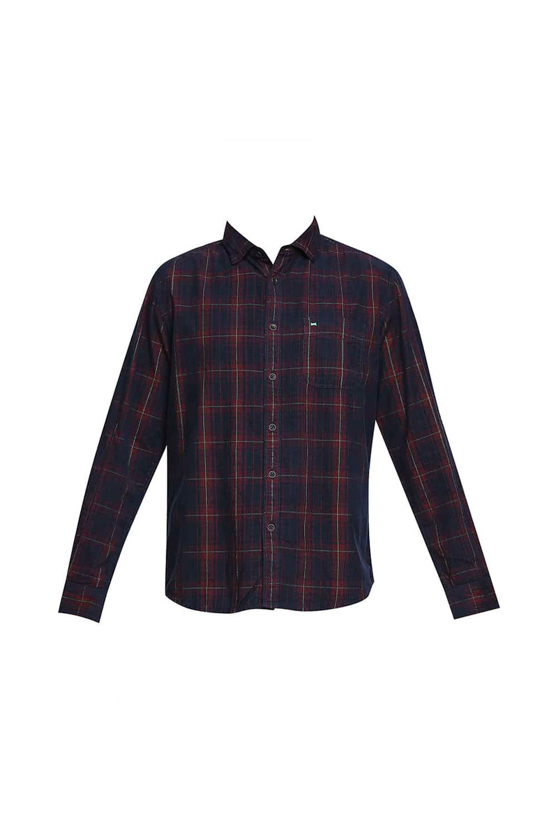 BASICS SLIM FIT CORDUROY CHECKS SHIRT