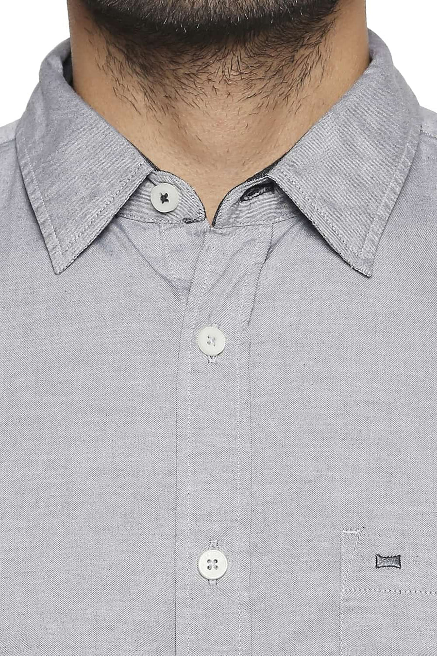 BASICS SLIM FIT NATURAL GREY OXFORD SHIRT