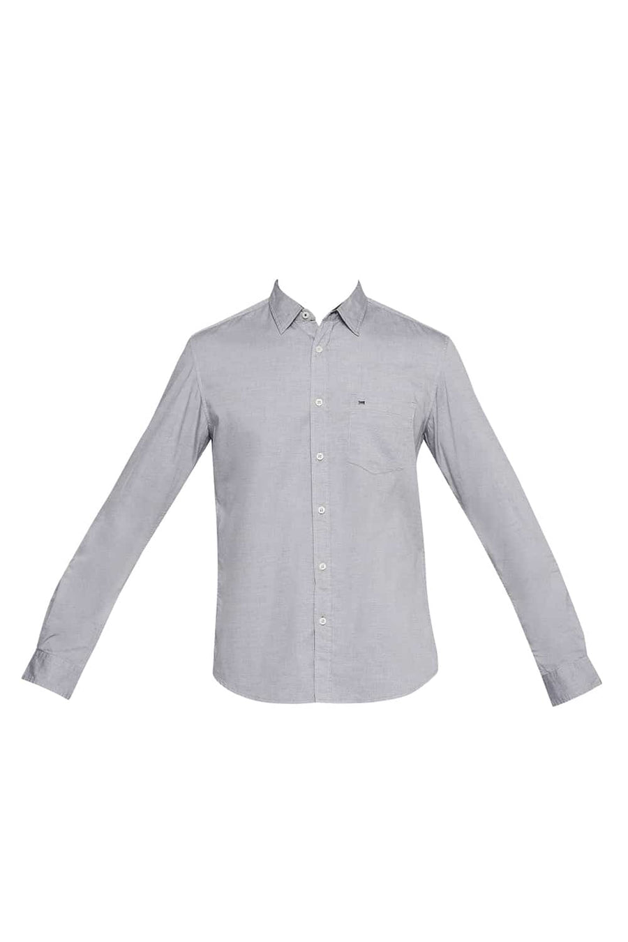 BASICS SLIM FIT NATURAL GREY OXFORD SHIRT