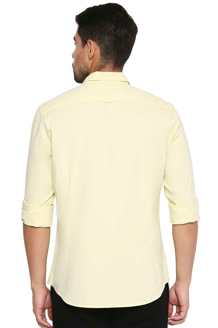 BASICS SLIM FIT YELLOW CREAM OXFORD SHIRT