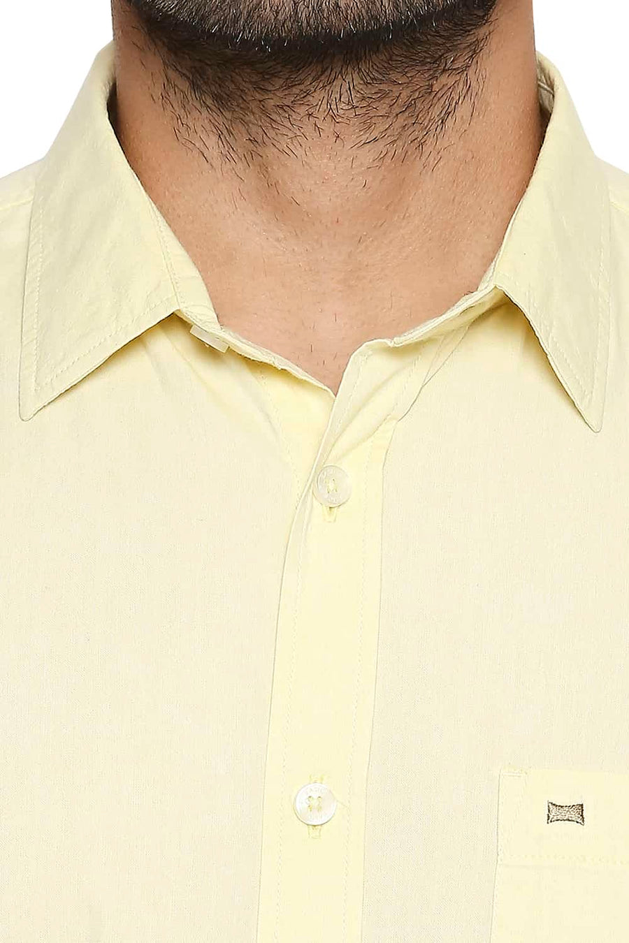 BASICS SLIM FIT YELLOW CREAM OXFORD SHIRT