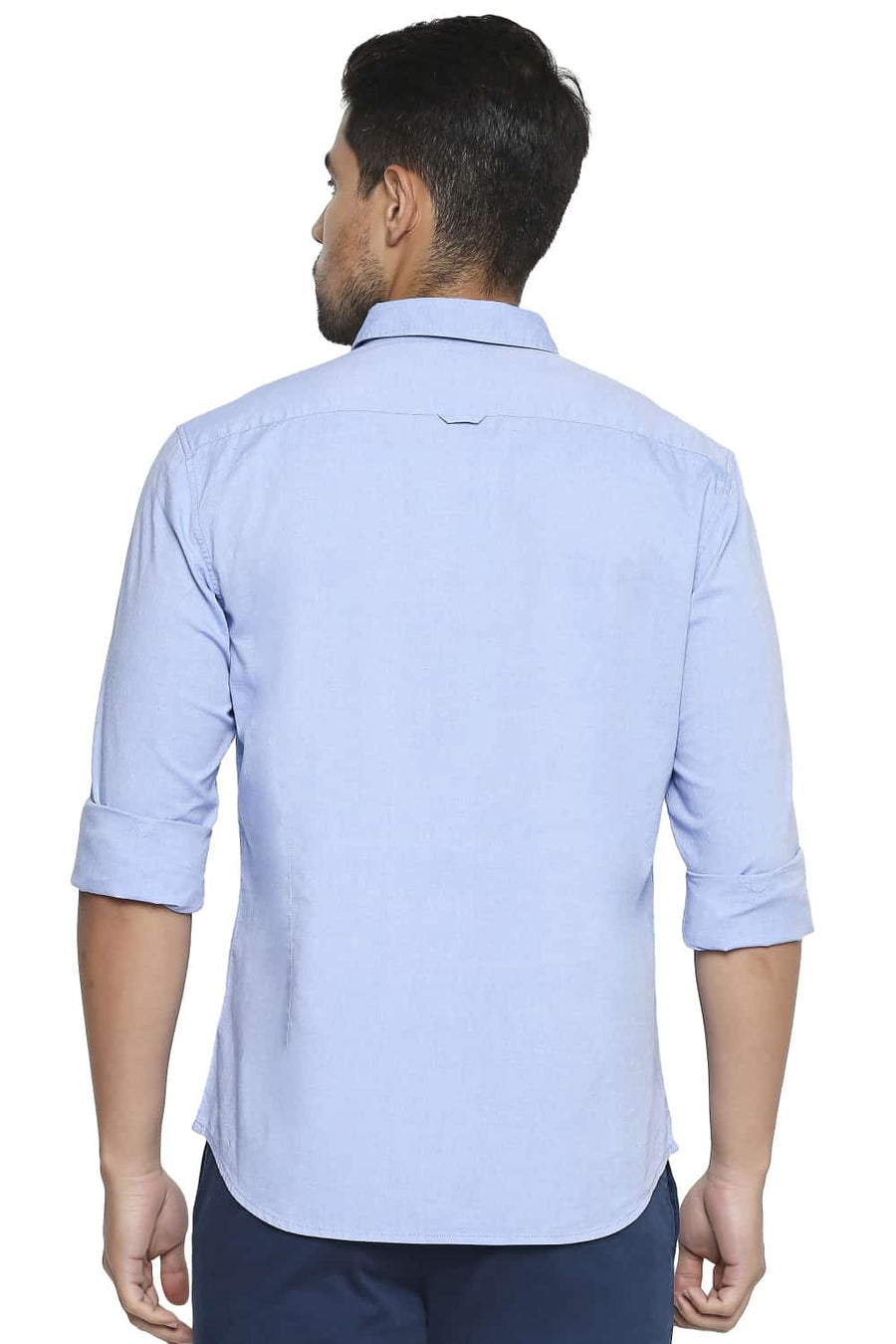 BASICS SLIM FIT LICHEN BLUE OXFORD SHIRT