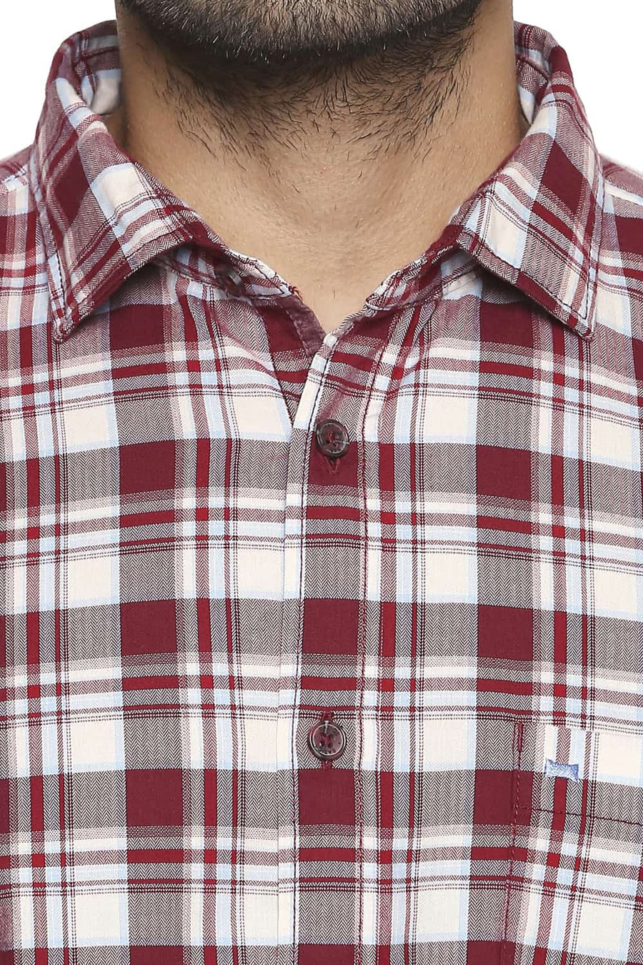 BASICS SLIM FIT RUMBA RED CHECKS SHIRT